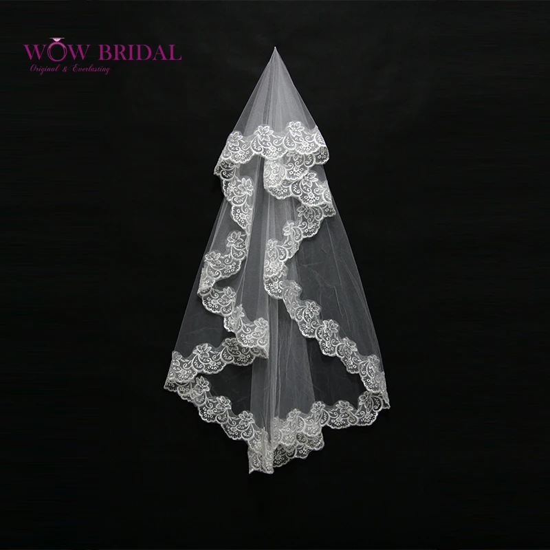 Wowbridal изящная свадебная вуаль для подружки невесты 2021 с узором вышивкой краями