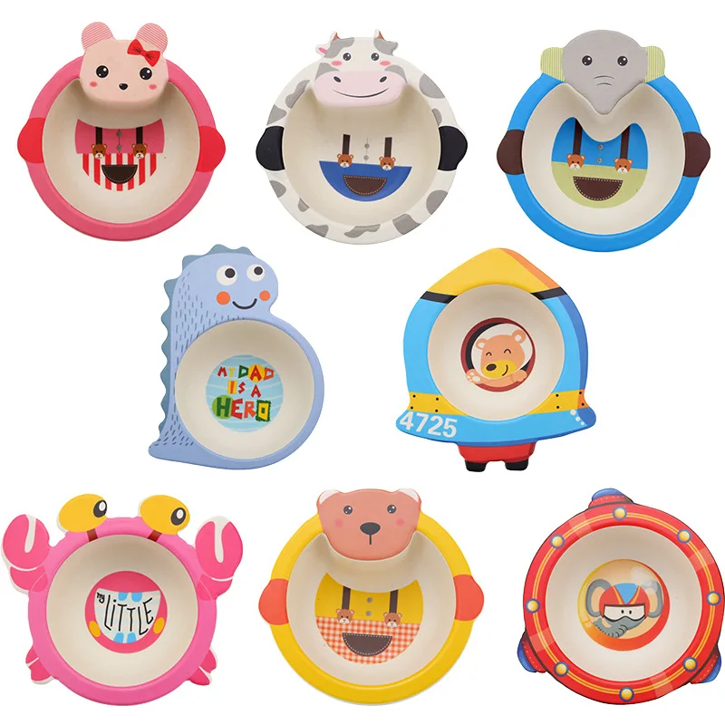 Baby feeding bowl Bamboo fiber children dishes Cartoon toddler training bowl BPA free kids plate Baby feeding bowl Bamboo fiber children dishes Cartoon toddler training bowl BPA free kids plate