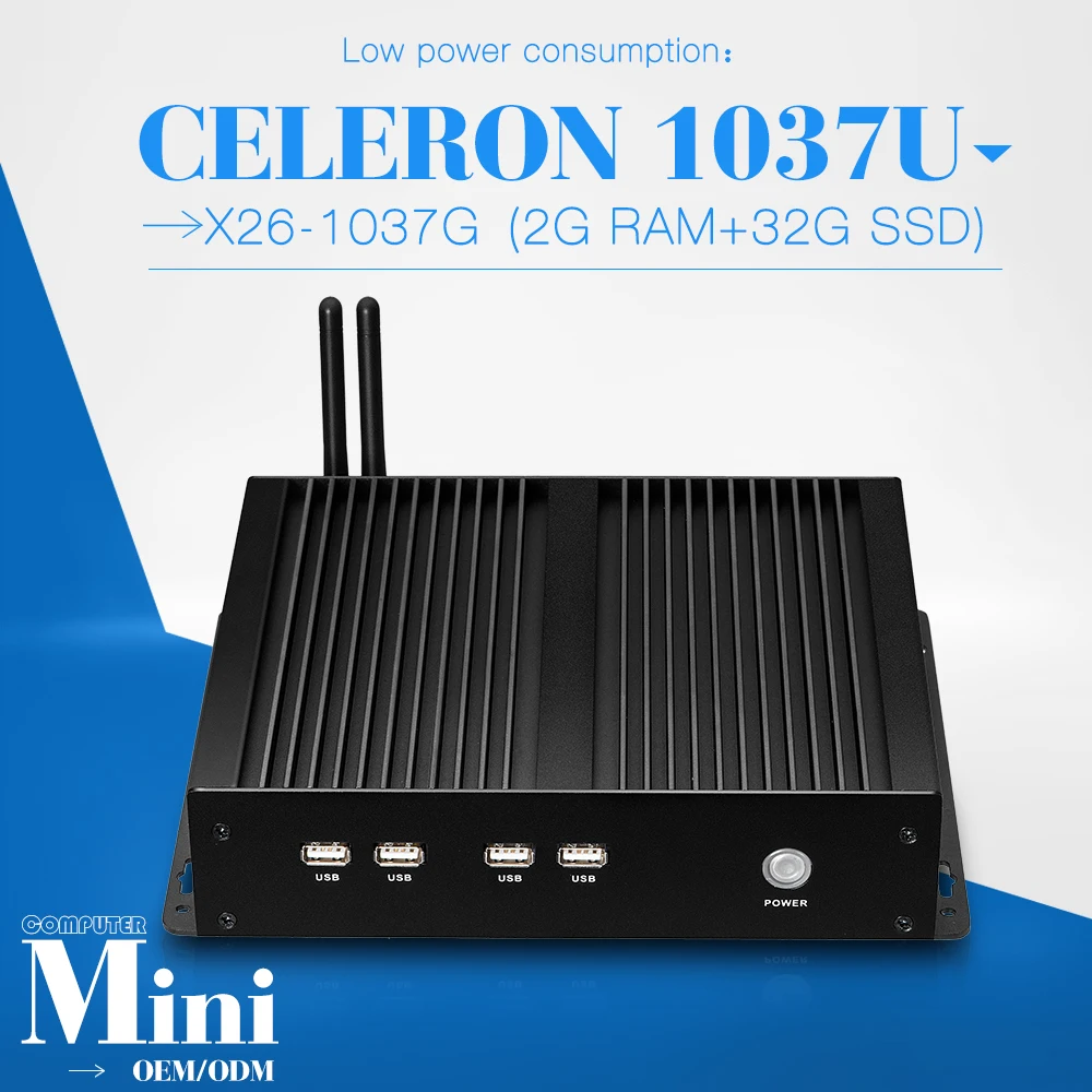 high performance 3D graphics desktop computer C1037U 2G RAM 8G SSD mini pc without fan Ultra Low Power 2g ram 32g ssd