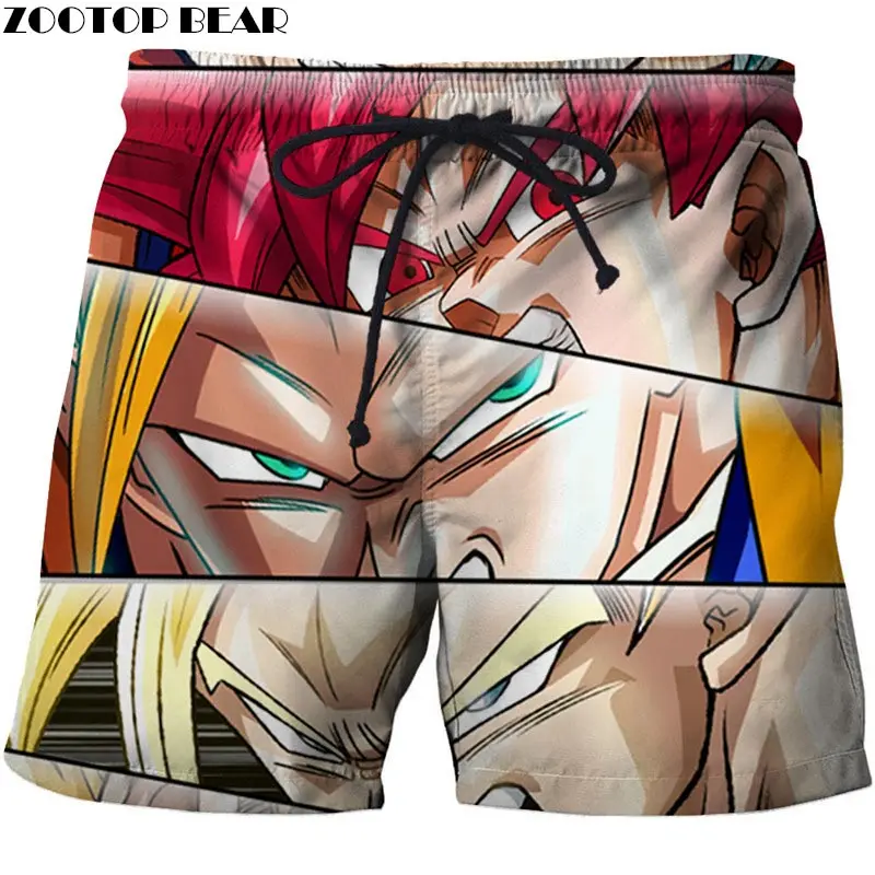 Глядя друг на друга Dragon Ball для мужчин аниме 3D печатных пляжные шорты в повседневном стиле летние мужские быстросохнущие пляжные шорты zootop