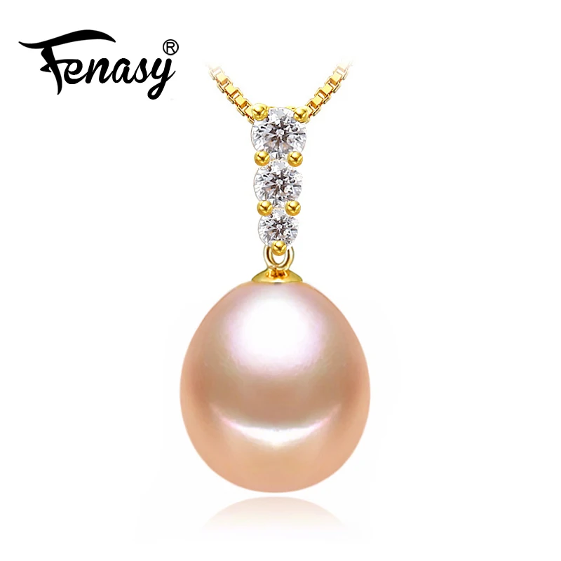 

FENASY 18K Gold Pendant Pearl Jewelry Necklaces For Lovers Office Career Fine Jewelry Pearl Pendants Send S925 Silver Necklaces