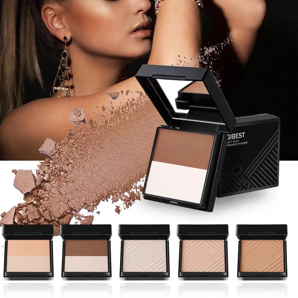 

QIBEST Oil Control Bronzer Highlighter Powder Face Concealer Blemish Corrector Hot