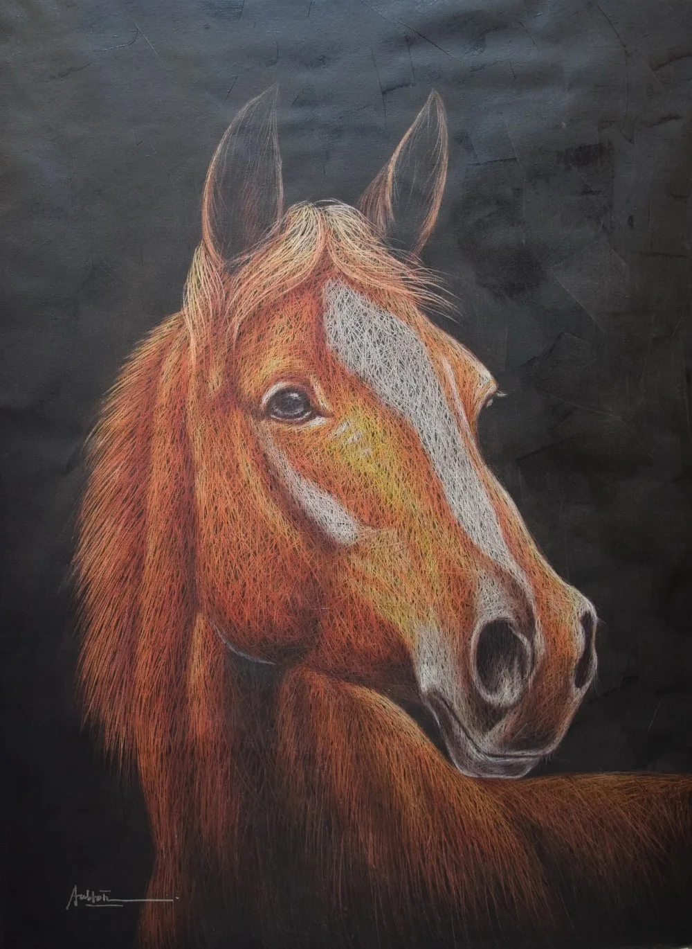 

Origina HandPainted Animal Oil Painting on Canvas Palette Knife Net Shape Horse Canvas Painting Wall Art Picture for Home Decor