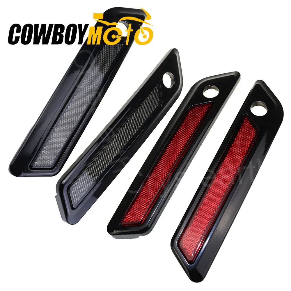 Black Saddle Bag Hinge Latch Red Smoke Reflectors Cover For 2014-2018 2015 2016 2017 Harley Touring Road Street Electra Glide | Автомобили