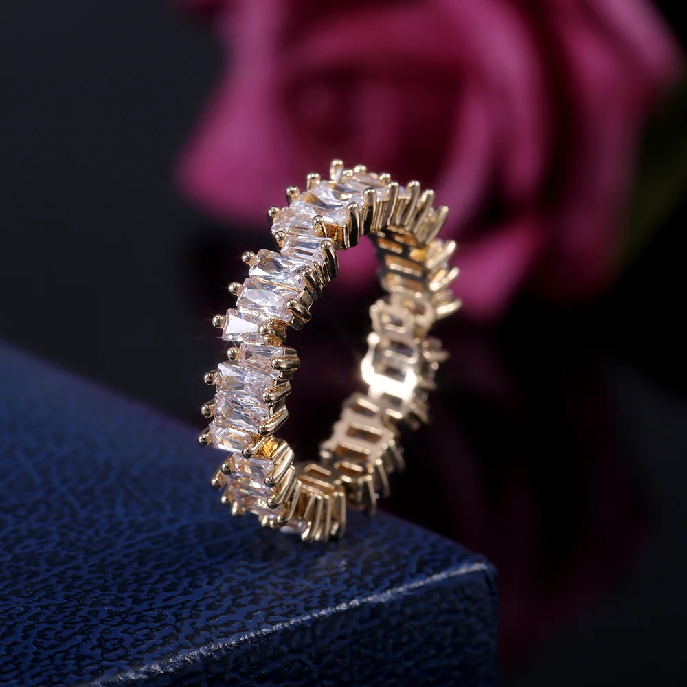 Женское кольцо Huitan с неровным кубическим цирконием, розовое золото, серебро, золото, доступно в трех цветах, Модные женские ювелирные аксессуары