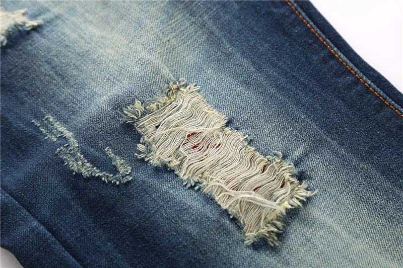 Новые Брендовые мужские дизайнерские винтажные рваные джинсы в европейском и американском стиле, отремонтированные рваные зауженные