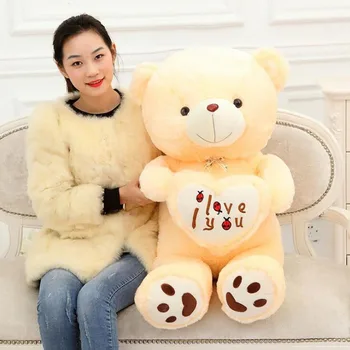 

BIG I Love You Teddy Bear Large Stuffed Plush Toy Holding LOVE Heart Soft Gift for Valentine Day Birthday present