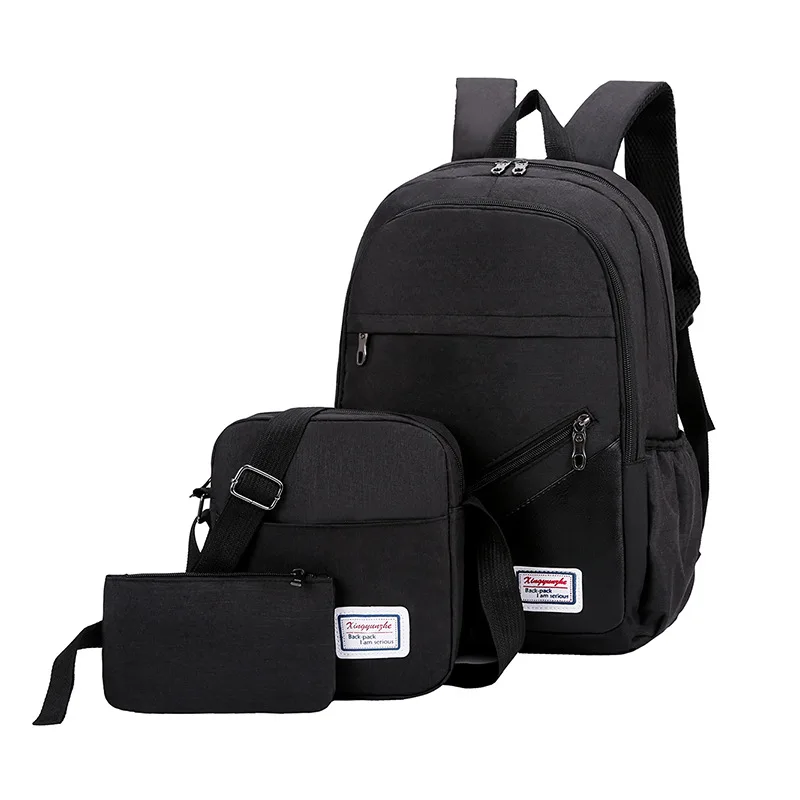 3 шт./компл. Для женщин нейлон ноутбук школьные рюкзаки школьные сумки для девочек подростков Колледж элегантный дизайн путешествия рюкзаки Для мужчин сумки для книг - Цвет: Черный