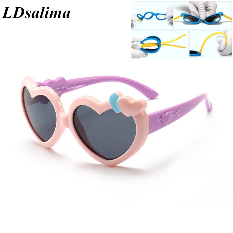 

2019 Brand Nail Silicone Safety Software Polarized heart-shaped Children's Sunglasses Men's and Baby's Glasses Fashion UV400 S