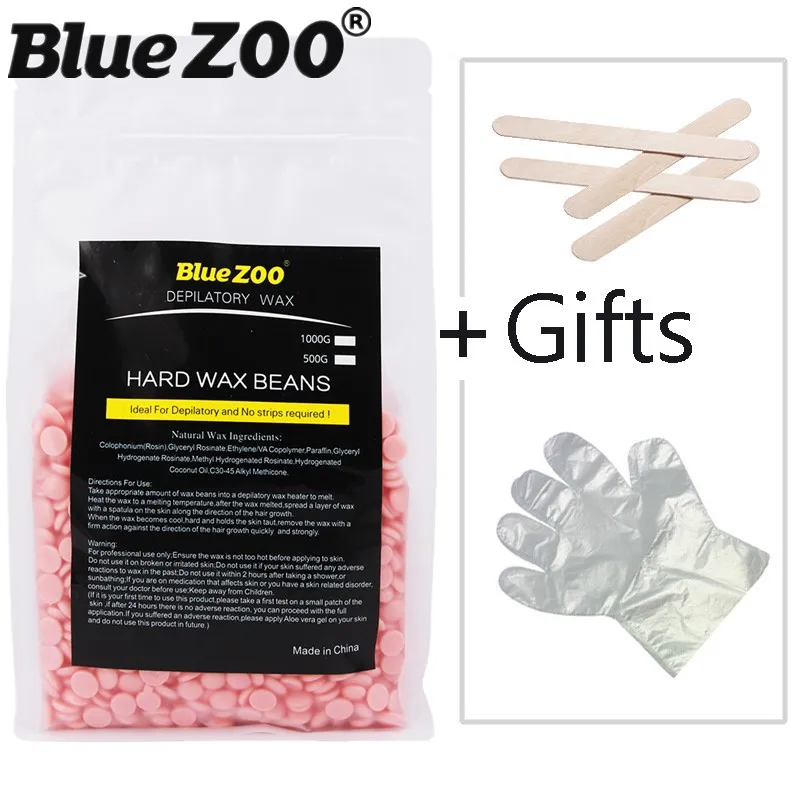 

500g Pink Rose Flavor Depilatory Wax Beans Painless Hair Remover No Strips Hot Film Hard Wax Pellet with Wooden Waxing Spatulas