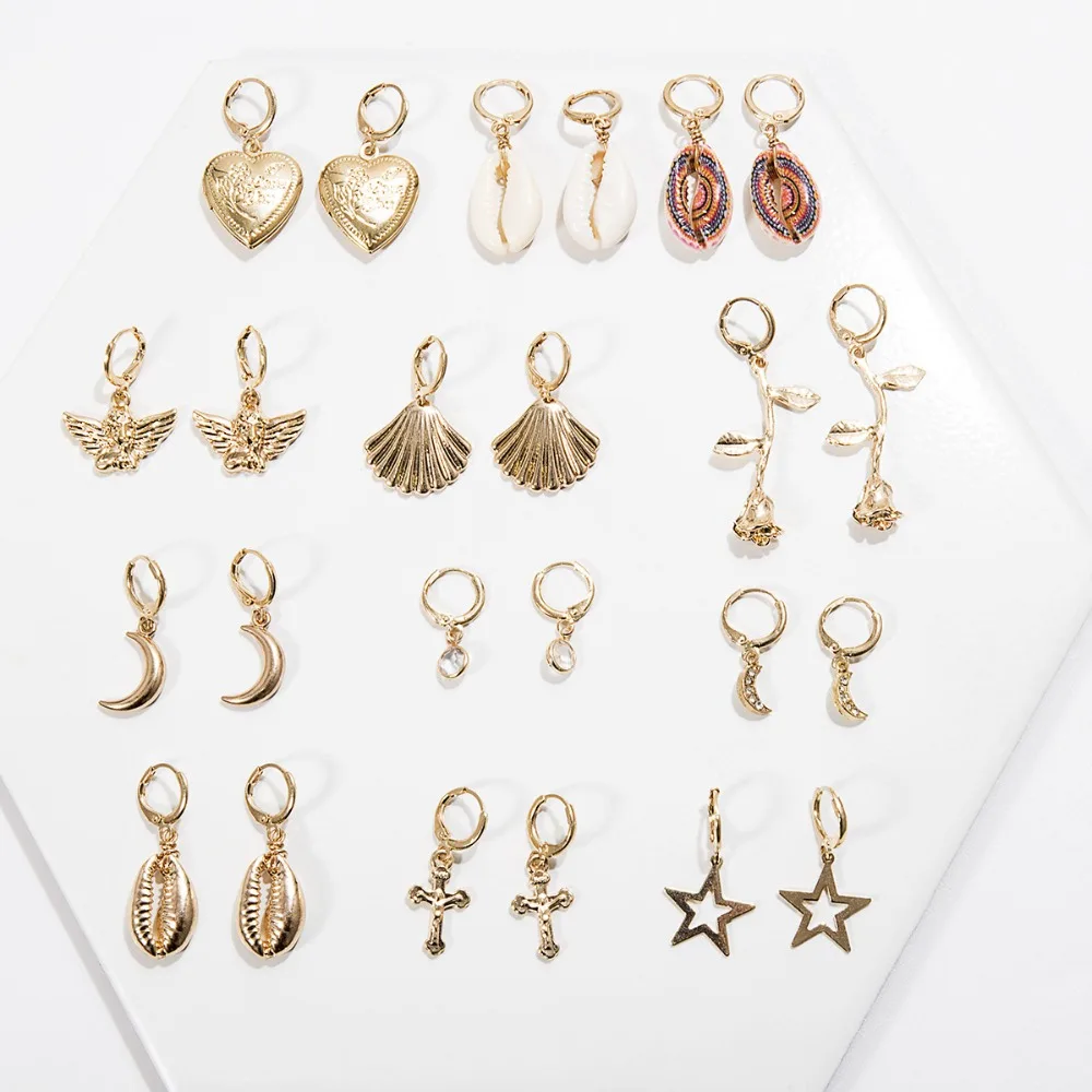 

1 pair Korean Sweet Bohemian Lover Heart Sea Shell Flower Drop Earrings 2019 Natural Shell Dangle Earrings Summer Ear Jewelry