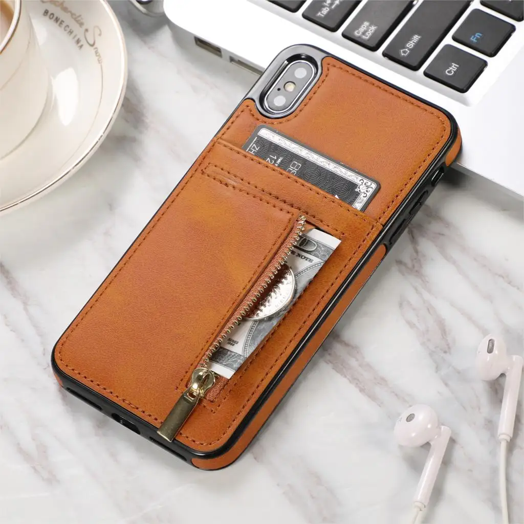Чехол для iPhone X XS Max XR 8 7 6S Plus кожаный чехол кошелек с отделением кредитных карт
