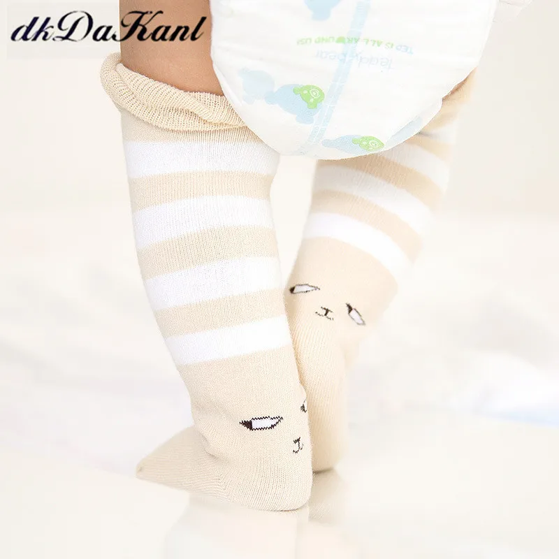 

Baby socks spring and summer thin section funny expression stripe knee socks cotton breathable crawling socks FF120