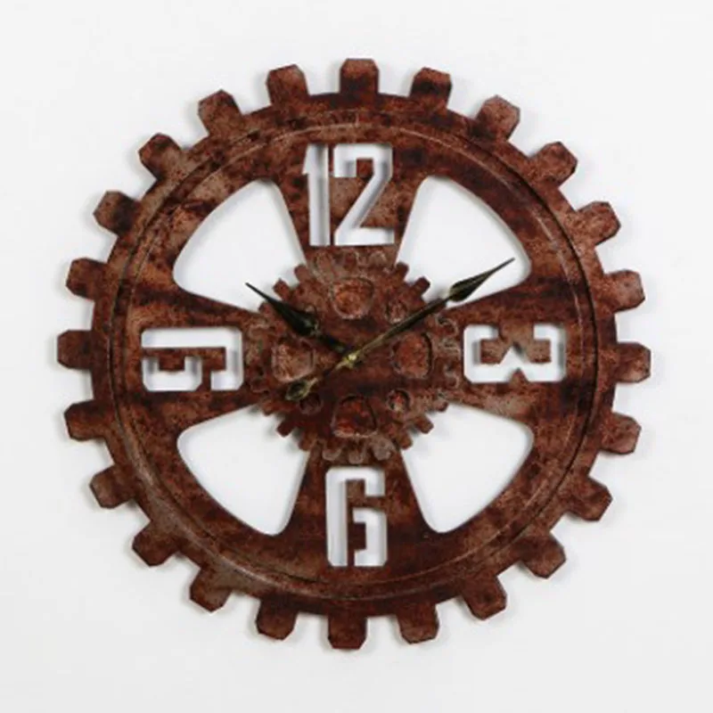 Industrial Gear Bar Cafe Vintage Wall Clock Modern Design Kitchen Large Decorative Clocks Wall Home Decor American Style Clock