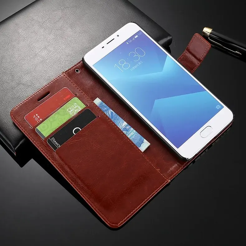 Роскошный кожаный чехол кошелек в стиле ретро с подставкой для Meizu Note 9 X8 s на M5 M6