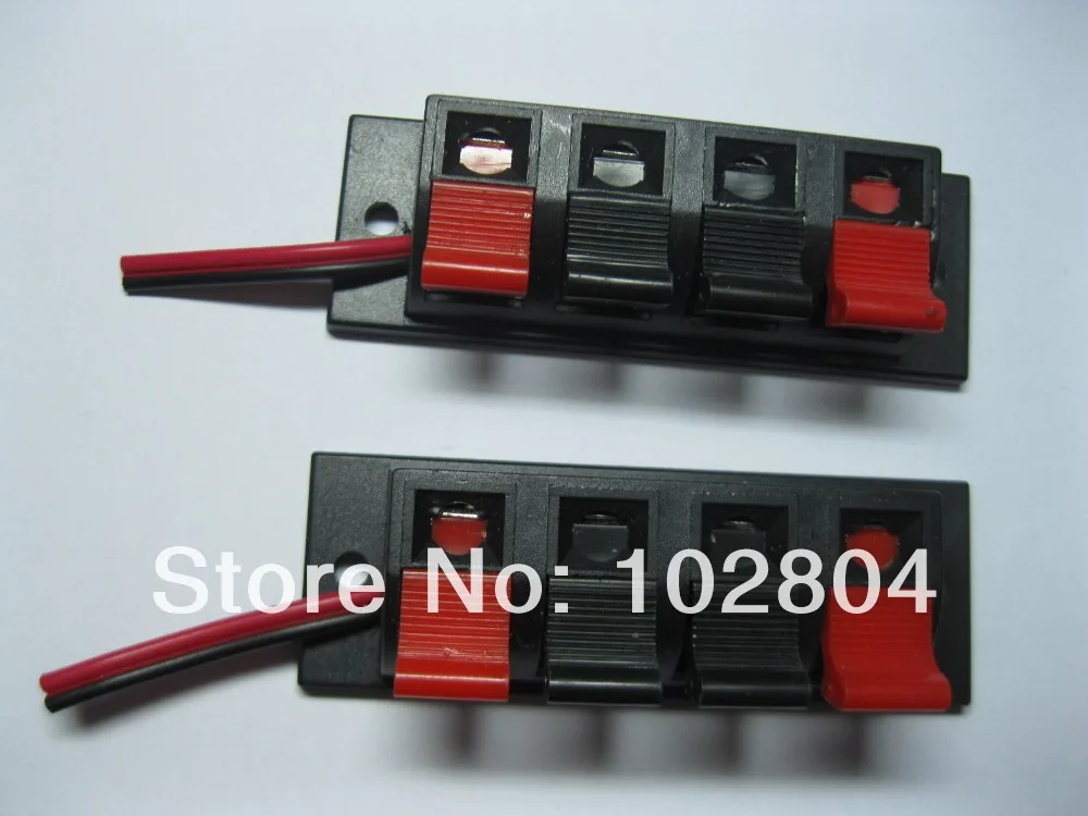 

1 pcs Speaker Terminal Board Connector Spring Loaded 4-Way With Soldered Wire