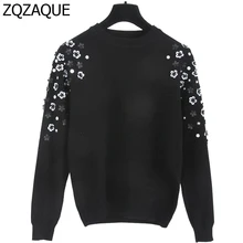 Уникальные дизайнерские высококачественные женские Мягкие Вязаные изделия на осень и зиму, модная женская обувь, ручная вышито бисером с блестками, цветы, Sueter SY1239