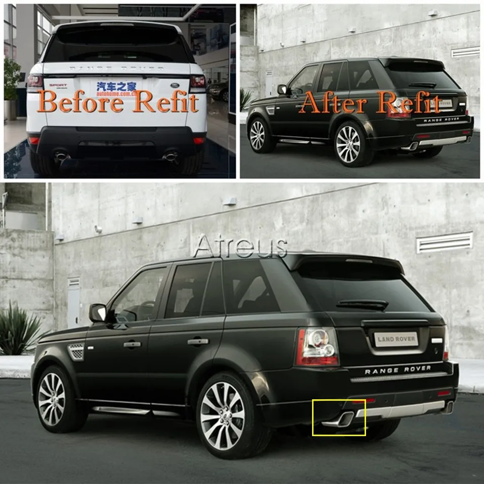 Автомобильные аксессуары BOOMBLOCK для Land Rover 05-12 Range Rover, бензин, хром, 304, нержавеющая сталь, автомобильный глушитель, наконечник