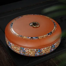 Китайский стиль пуэр коробка для хранения чая натуральный фиолетовый книги по искусству узор герметичные коробки кофе в зернах Caddy Jar контейнер конфеты из ореха лоток пластины