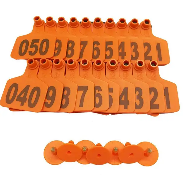 Livestock Identification Red Ear Tags for Goats Sheep Cattle Cows Pigs 100 Packs TPU Precision Ear Tags 4