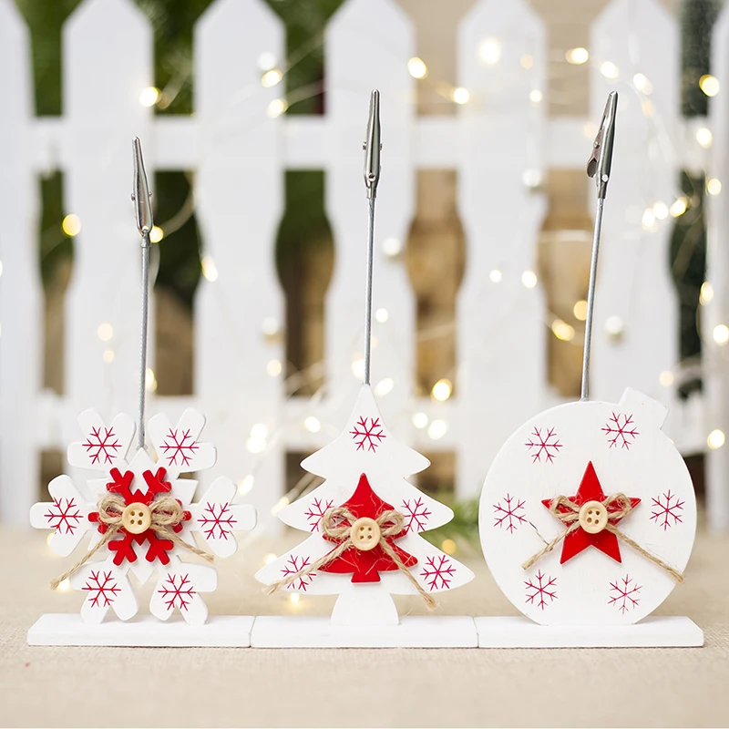 1Pc Wooden Business Card Holder Innovative Christmas Table Decoration Photo Folder New Year For House Decorations Hot Festive