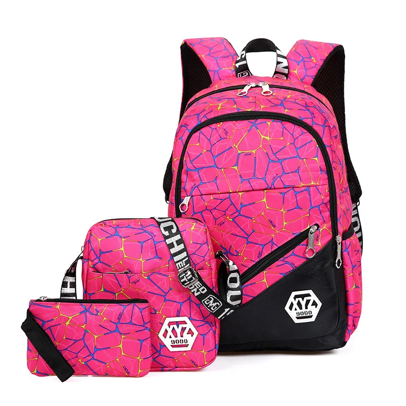 

Girls schoolbags kid backpacks Fashion School Backpack for Teenagers 3 pcs/sets High Quality Canvas School Bag mochila escolar
