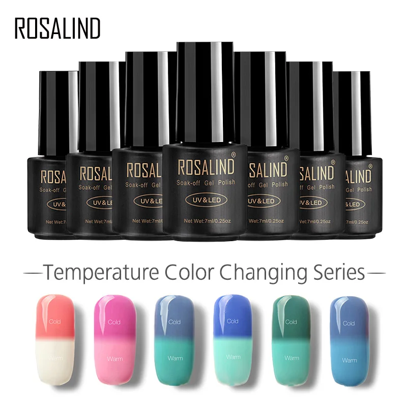 

ROSALIND Gel 1S 7ML Nail Polish Temperature Color changing T01-30 Nail Art UV LED Glitter Lacquer Makeup Quality Gel Varnish