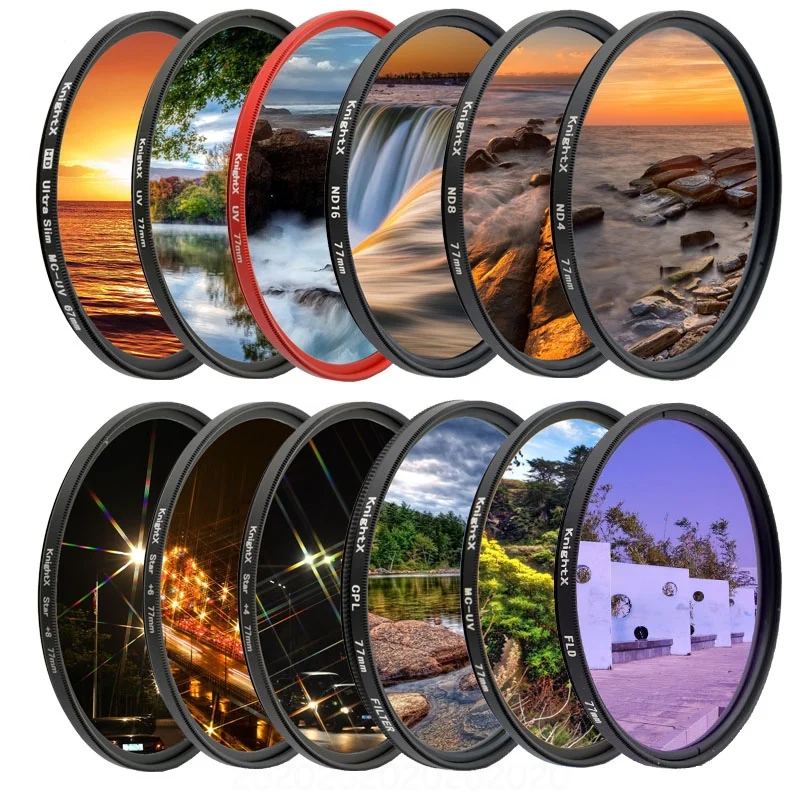 Фильтр для объектива камеры KnightX FLD UV CPL ND2 ND4 ND8 Star gnd canon sony nikon 49 мм 52 55 58 67 72 77