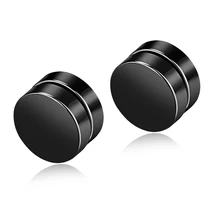

New Titanium Steel Men's Magnetic Earring Cool Black Round Ear Clips Casual Boy Jewelry Accessories Convenient Earrings
