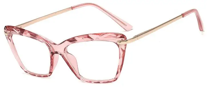 Ретро Модные прозрачные очки кошачий глаз кристально прозрачная оправа оптические женские очки оправа близорукость Nerd компьютерные очки - Цвет оправы: pink clear