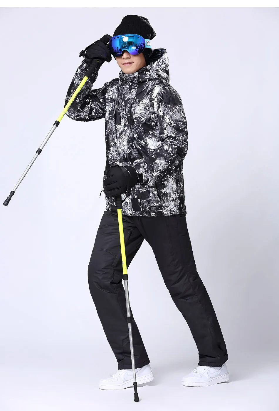 Новинка, Высококачественная Мужская лыжная куртка и штаны, комплект для сноуборда, плотный теплый водонепроницаемый ветрозащитный зимний женский лыжный костюм