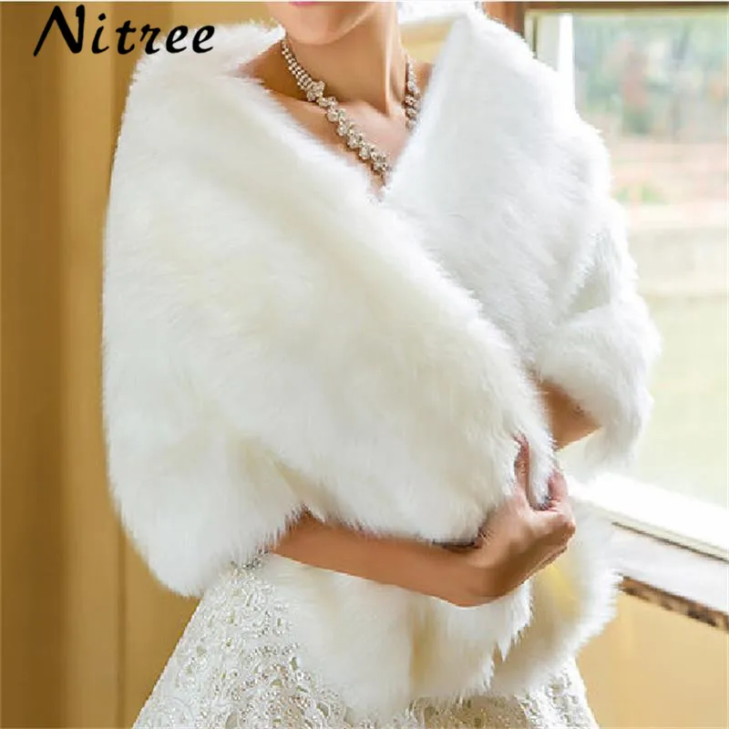 

Winter Wedding Coat Bolero Wrap Faux Fur Stoles White Bridal Jacket Wedding Accessories Feather Trouwjurk Sjaal In Stock