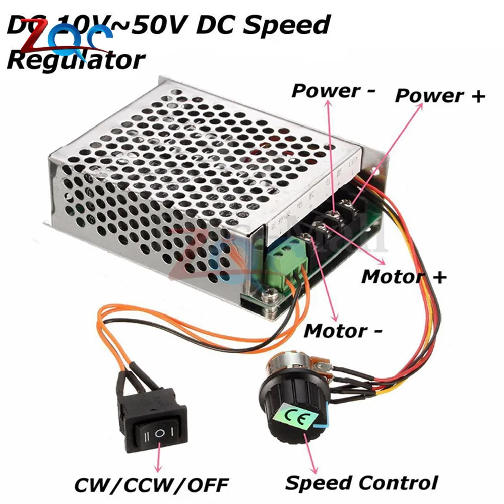 DC 10-50V 15A DC Motor Speed Control Board LED Dimmer Switch High-Power Governor 