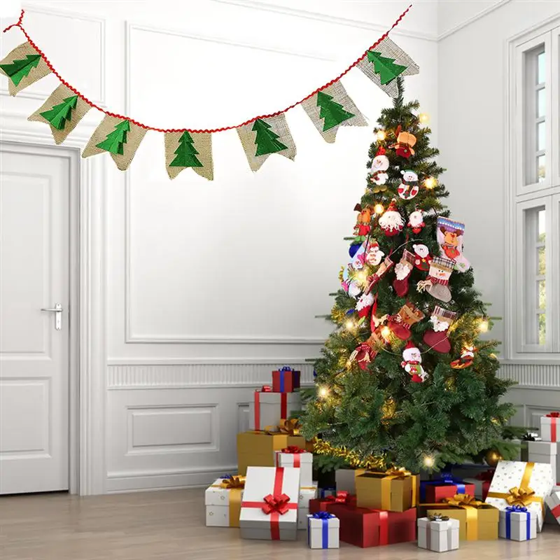 1.5 м Рождество дерево висит баннер, флаг нетканых материалов кулон флаг орнаментом подарок дома двор Декор