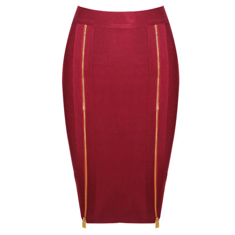 

Women Summer Sexy Zipper Bandage Skirt 2017 Elastic Bodycon Pencil Skirts