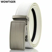 WOWTIGER męskie automatyczne klamry biały męski skórzany pas dla mężczyzn projektanci pasy luksusowych marek mężczyzn ceinture homme