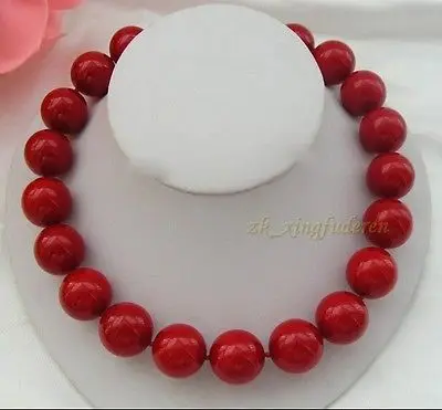 

Hot sell Noble- FREE SHIPPING>>>@@ Hot sale S>>>>New Huge 20mm red coral lady's party jewelry birthday necklace 18