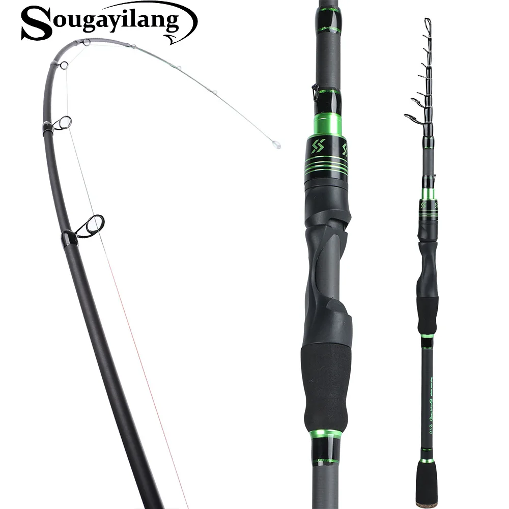 

Sougayilang Ultralight Spinning Fishing Rod Protable Carbon Fiber Telescopic Fishing Rod 1.8M 2.1M Fishing Pole Tackle