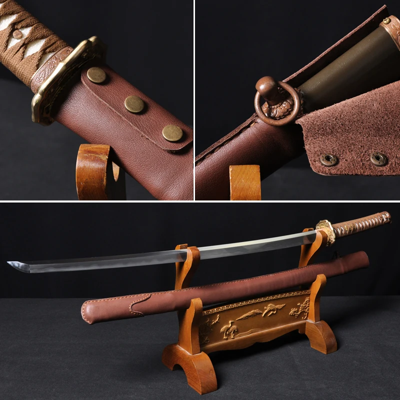 

Japanese Samurai Sword Hand-made Spring Steel+Clay Tempered Funcational Katana Full Tang Blade Fine Polished very Sharp