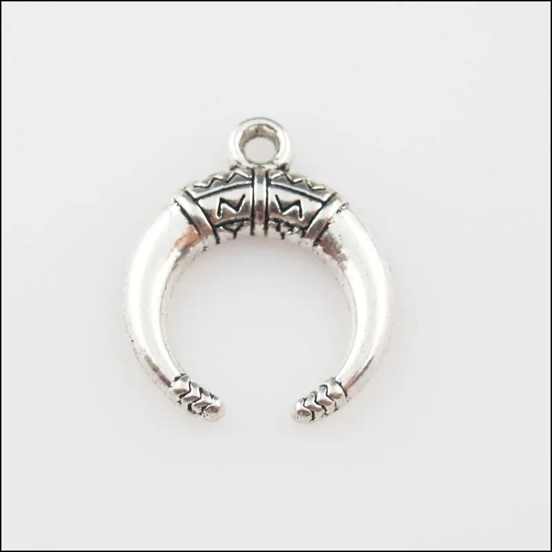

12Pcs Tibetan Silver Tone Ox Horn Charms Pendants 15x17.5mm