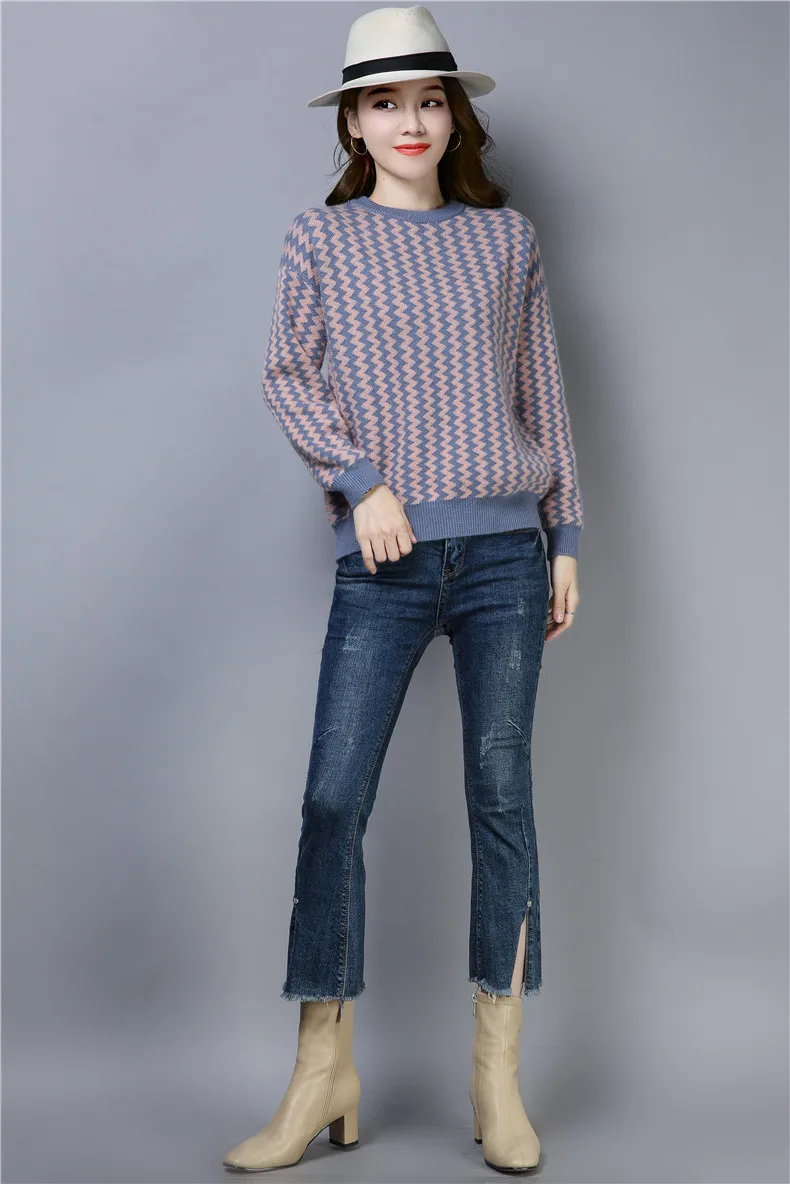 XJXKS корейский Свободный стиль стрейч женские пуловеры и свитера высокого качества новые продажи с заниженным рукавом повседневные женские