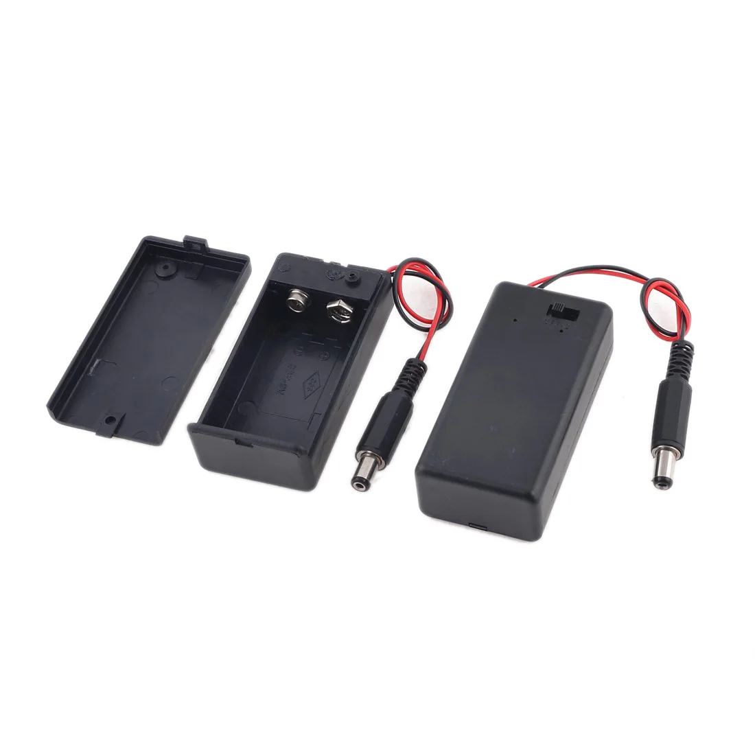 

2pcs 2.1 x 5.5mm Male Plug Case Box Holder w Cover for 9V Battery