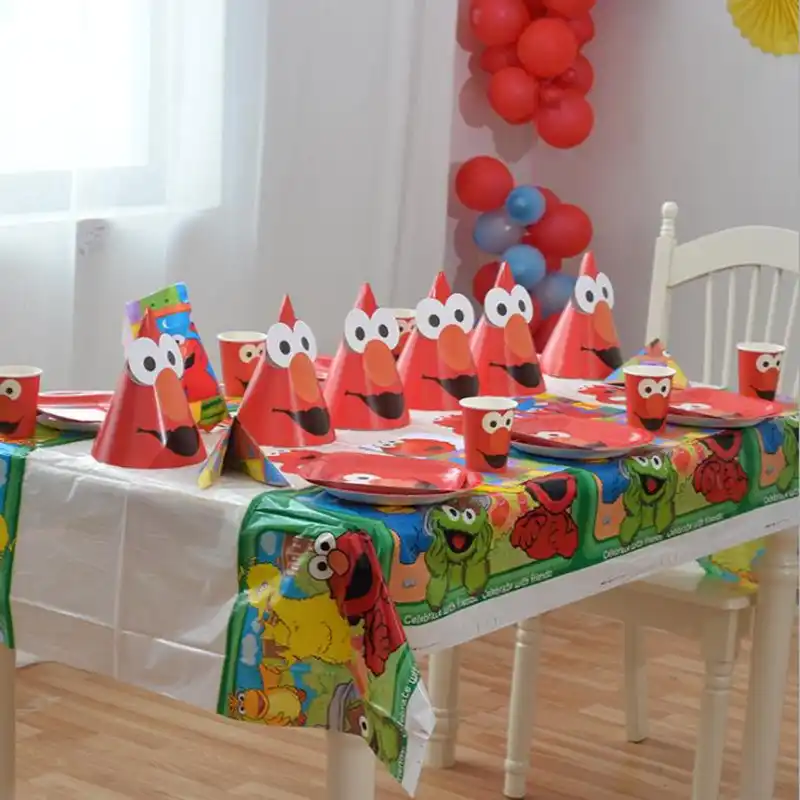 Sesame Street Elmo Disposable Tablecloth Cups Plates Kids Birthday