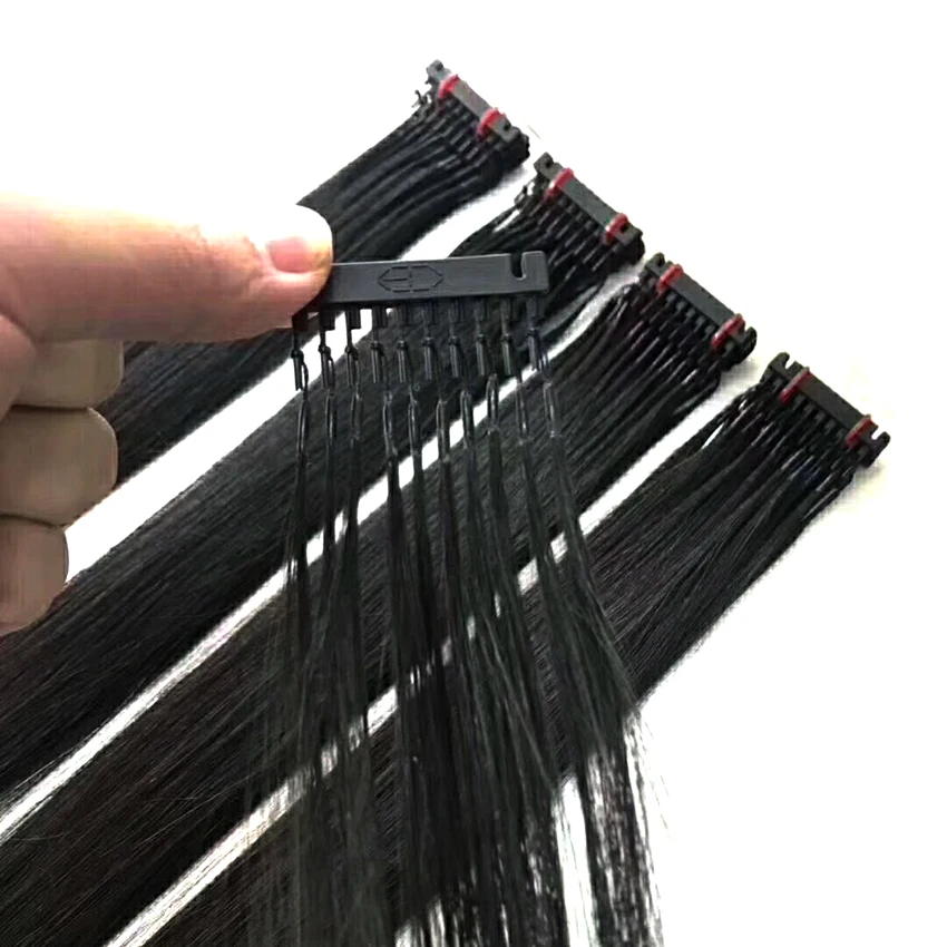 

100% Unprocessed Human Hair With Comb Only Use For 6d Hair Connector Black Virgin Hair Extension Wig In Various Length