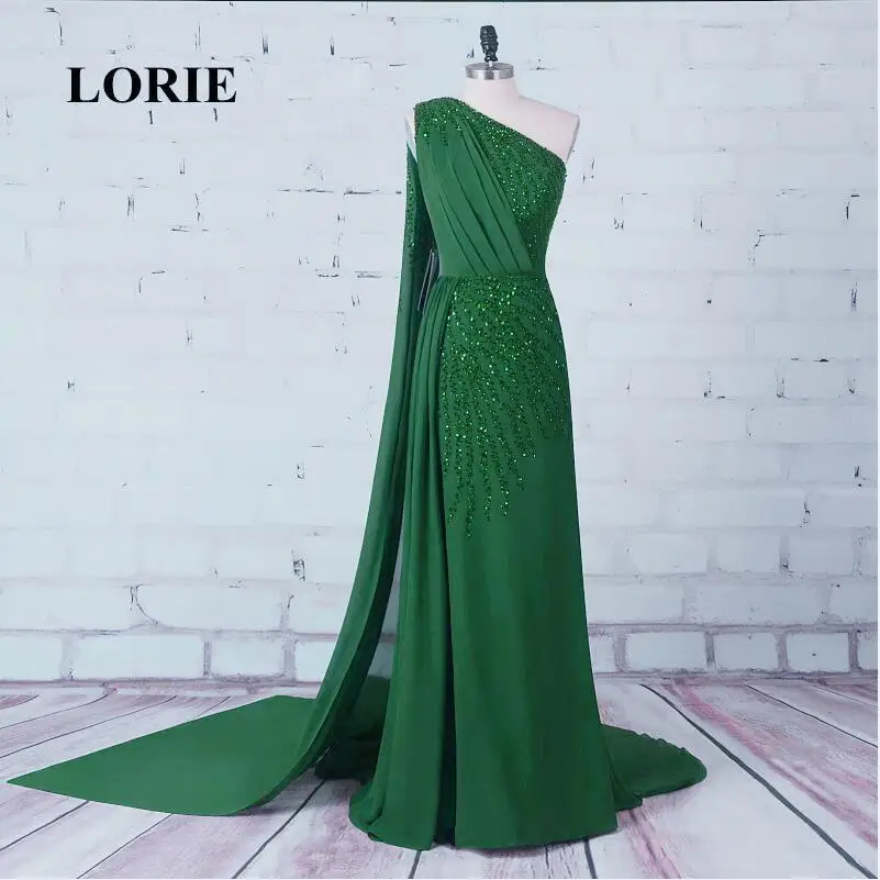 LORIE вечерние зеленые платья платье с одиним плечом с камнями шифоновое длинное формальное платье для выпускного вечера платья для вечеринок de la mere de la mariee - Цвет: picture color