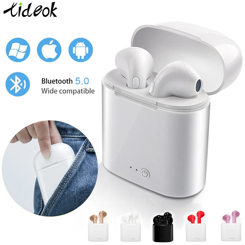 

I7s TWS Bluetooth Earphone Stereo Earbud Bluetooth Headset with Charging Pod Wireless Headsets Mic for iPhone Samsung Huawei