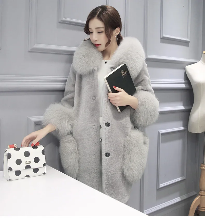 Genuo Winter Luxury Faux Fox Fur Coat Slim Long Faux Fur Jacket Overcoat Women Hooded Fur Pocket Warm Coat Outwear Party Clothes