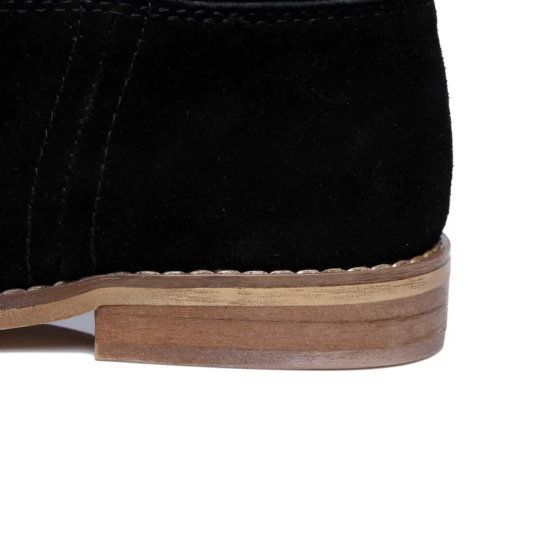 PRICHICELLA/Лидер продаж года; черные замшевые сапоги до середины икры на плоской подошве для девочек; женские зимние ботинки из натуральной кожи