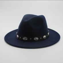 Fashion Wool Men's Women's Winter Autumn Fedora Hat With DIY Punk Belt Wide Brim Church Sombreros Jazz Cap Top Sun Hat Fashion Wool Men's Women's Winter Autumn Fedora Hat With DIY Punk Belt Wide Brim Church Sombreros Jazz Cap Top Sun Hat