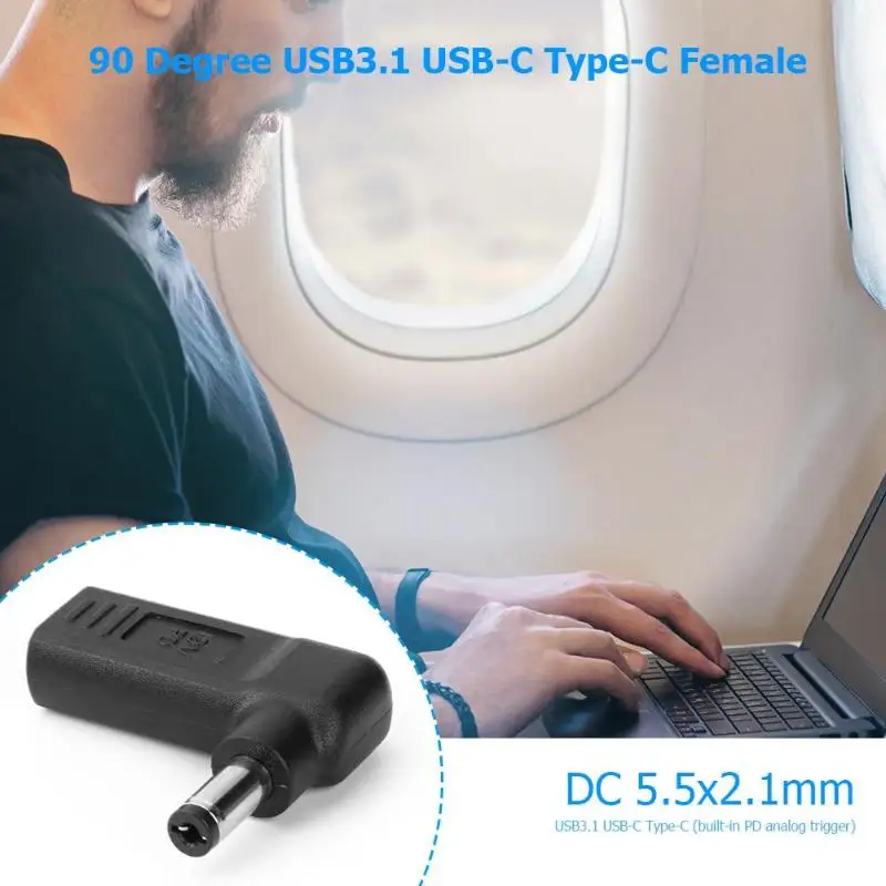 Type C Female to 3 0x1 1 мм Мужской правый угол постоянного тока зарядное устройство
